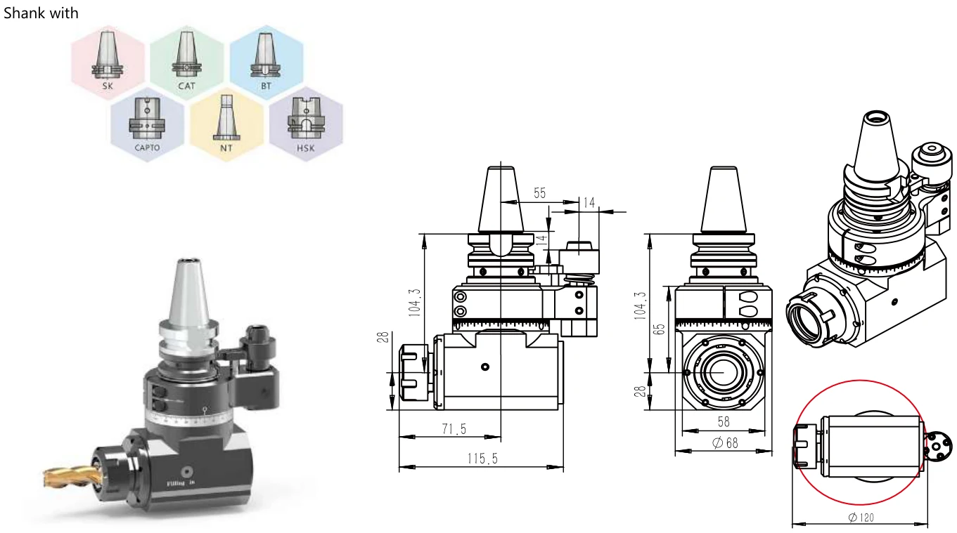 Mongtec BT30 Angle Heads for Machining Centres — product view