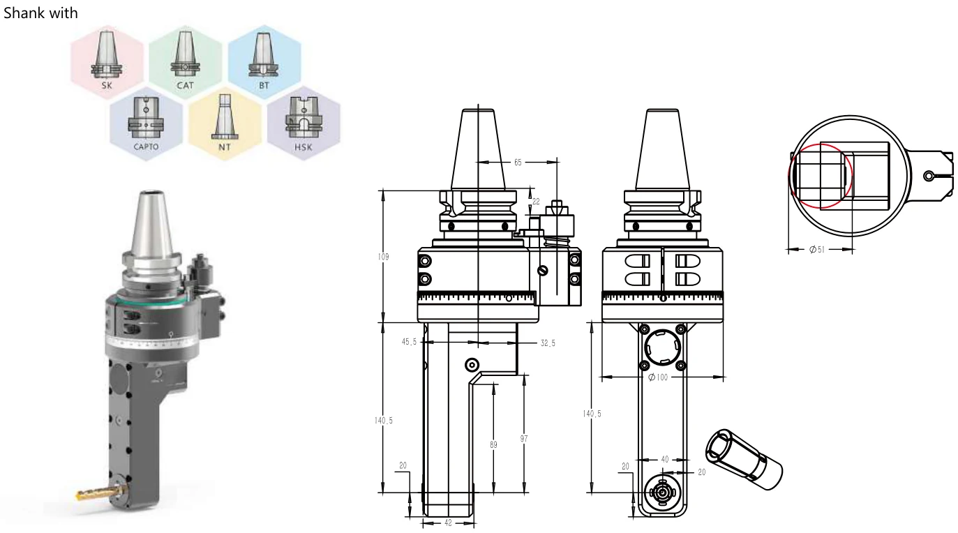 Mongtec BT40 Angle Heads for Machining Centres — product view
