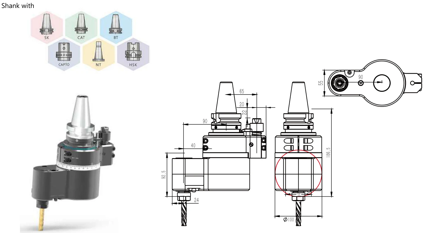 Mongtec Angle Heads — Speed-changing heads — product view