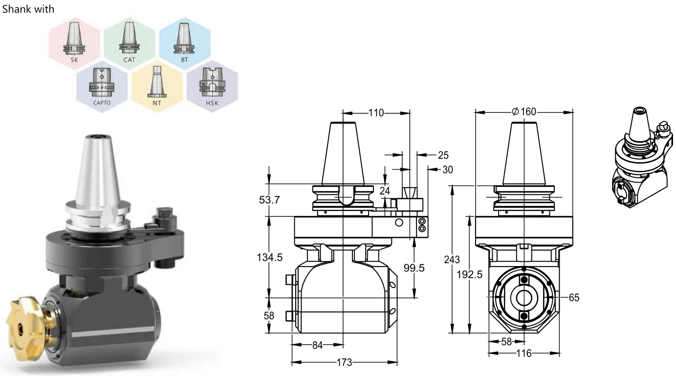 Mongtec Angle Heads — BT40 tool-holder output — product view