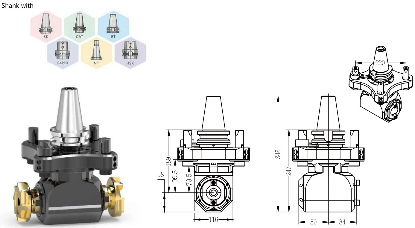Mongtec Angle Heads — Multi-output heads — product view
