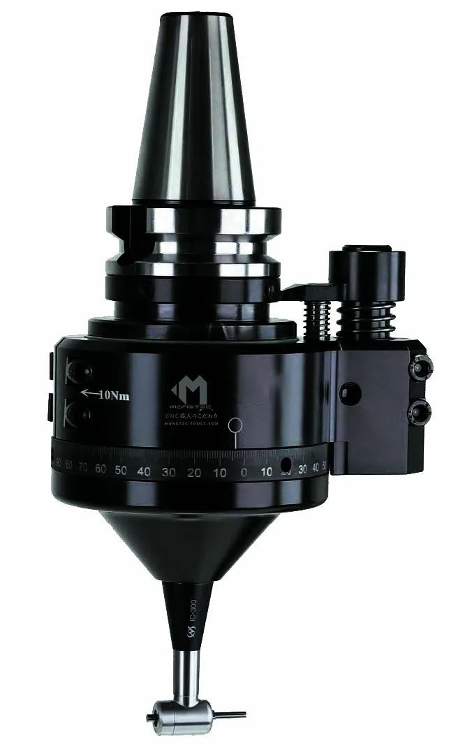 Mongtec angle head with graduated adjustment ring, BT40 shank