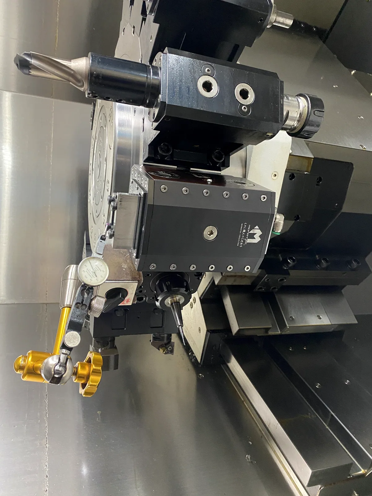 Mongtec broaching unit mounted on a CNC lathe turret