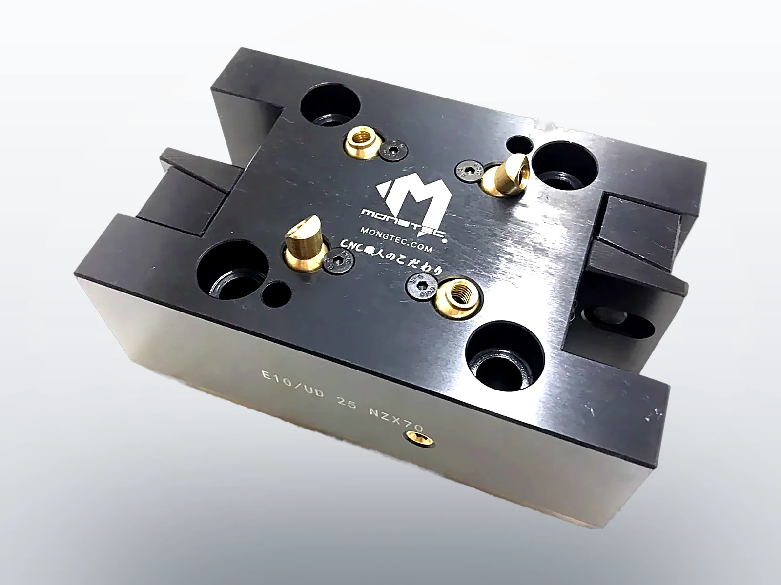 Mongtec double-block static tool holder for a BMT turret — representative product photo, not the tooling from this project.