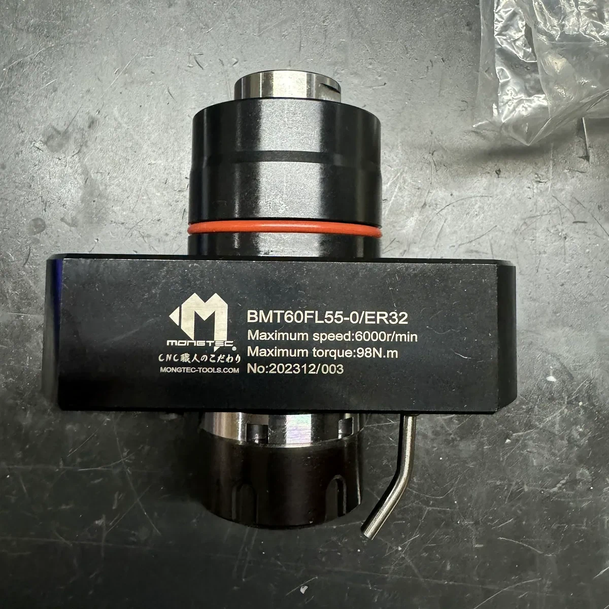 Mongtec BMT60 driven tool holder, ER32 collet, engraved speed and torque rating