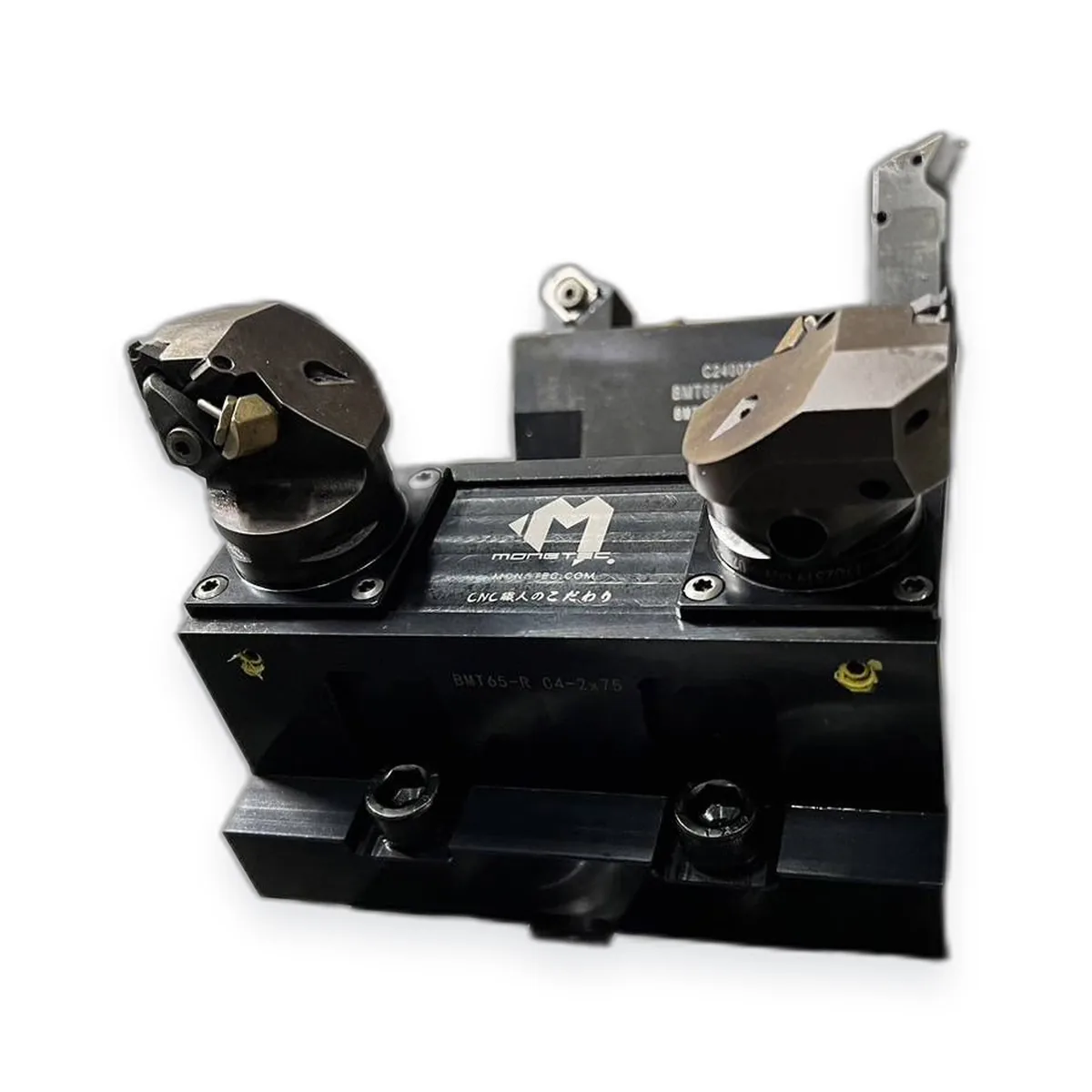 Mongtec PSC clamping units mounted with turning tool bodies, ISO 26623 interface