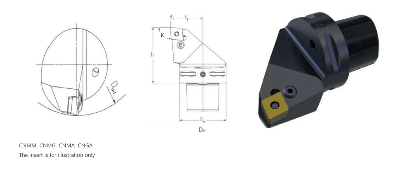 Mongtec PSC external turning tool bodies — platen clamp (D) — dimensioned drawing