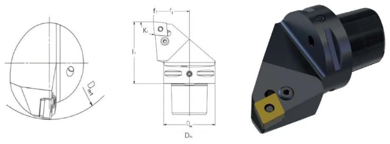 Mongtec PCLNL — dimensioned drawing — External turning tool body