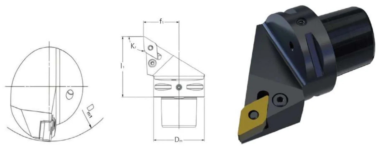 Mongtec PDUNL — dimensioned drawing — External turning tool body