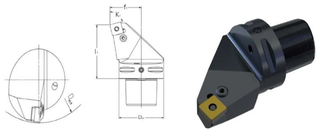 Mongtec PSKNR — dimensioned drawing — External turning tool body
