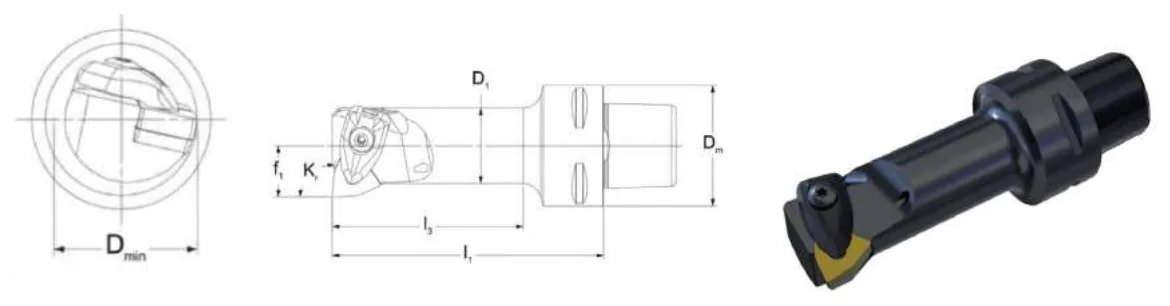 Mongtec DWLNL — dimensioned drawing — Internal turning tool body