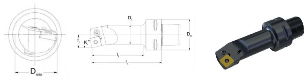 Mongtec PSKNR — dimensioned drawing — Internal turning tool body