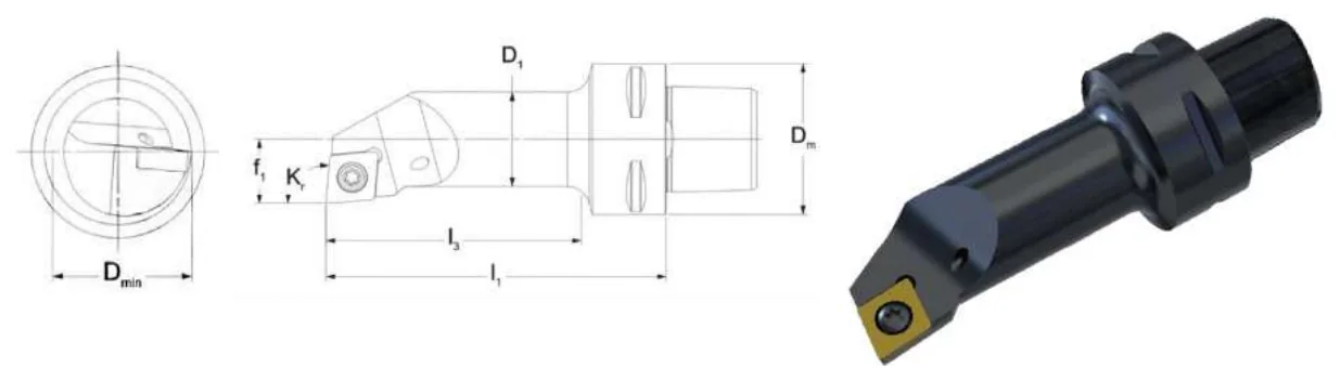 Mongtec SCLCL — dimensioned drawing — Internal turning tool body