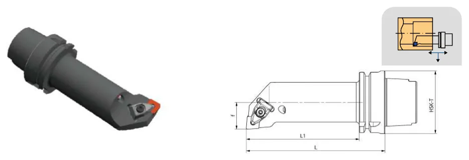 Токарные державки Mongtec HSK-T100 — DCLNR / DCLNL 95°/80° — чертёж из каталога Mongtec HSK-T
