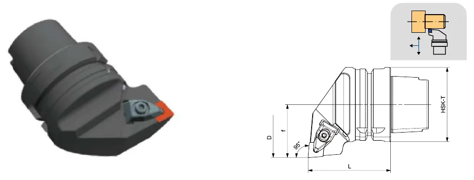 Токарные державки Mongtec HSK-T100 — DCLNR / DCLNL 95°/80° — чертёж из каталога Mongtec HSK-T