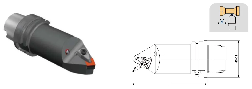 Токарные державки Mongtec HSK-T100 — DCMNN 50°/80°/50° — чертёж из каталога Mongtec HSK-T