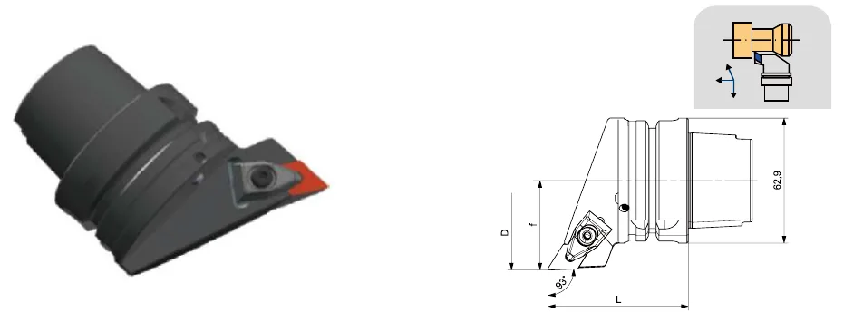 Токарные державки Mongtec HSK-T100 — DDJNR / DDJNL 55°/93° — чертёж из каталога Mongtec HSK-T