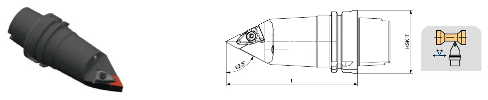 Токарные державки Mongtec HSK-T100 — DDNNN 62.5°/55°/62.5° — чертёж из каталога Mongtec HSK-T