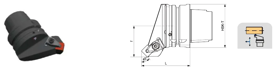 Токарные державки Mongtec HSK-T100 — DSSNR / DSSNL 45°/90° — чертёж из каталога Mongtec HSK-T