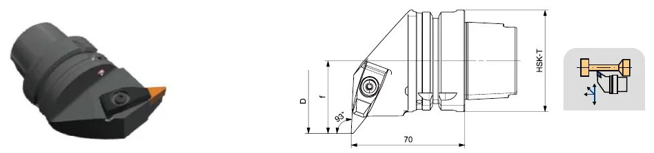 Токарные державки Mongtec HSK-T100 — DVUNR / DVUNL 93°/35° — чертёж из каталога Mongtec HSK-T