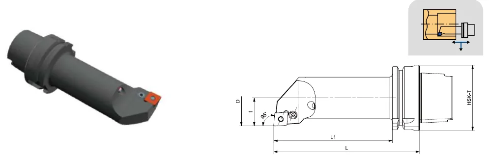Токарные державки Mongtec HSK-T100 — PCLNR / PCLNL 95°/80° — чертёж из каталога Mongtec HSK-T
