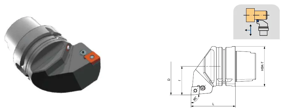 Токарные державки Mongtec HSK-T100 — PCLNR / PCLNL 95°/80° — чертёж из каталога Mongtec HSK-T