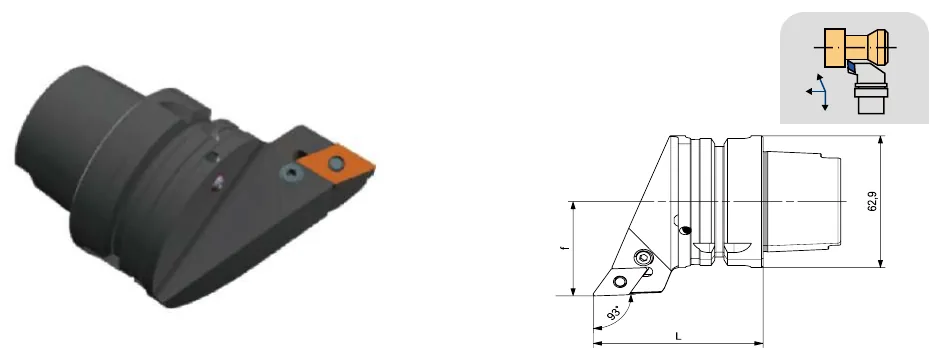 Токарные державки Mongtec HSK-T100 — PDJNR / PDJNL 55°/93° — чертёж из каталога Mongtec HSK-T