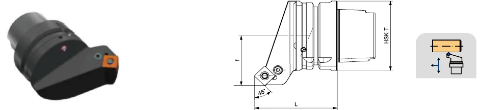 Токарные державки Mongtec HSK-T100 — PSSNR / PSSNL 45°/90° — чертёж из каталога Mongtec HSK-T