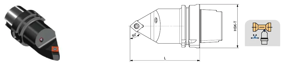 Токарные державки Mongtec HSK-T100 — SCMCN 50°/80°/50° — чертёж из каталога Mongtec HSK-T