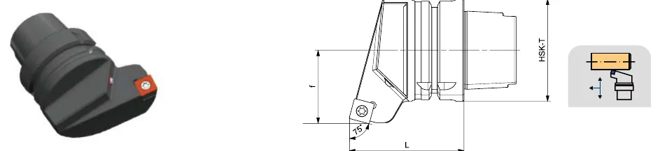 Токарные державки Mongtec HSK-T100 — SSBCR / SSBCL 75°/90° — чертёж из каталога Mongtec HSK-T