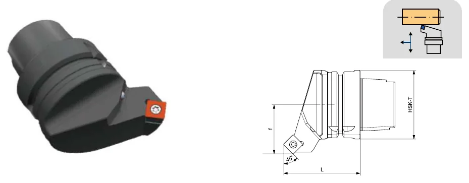 Токарные державки Mongtec HSK-T100 — SSSCR / SSSCL 45°/90° — чертёж из каталога Mongtec HSK-T