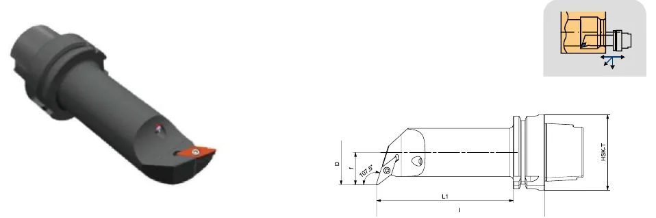 Токарные державки Mongtec HSK-T63 — SVQCR / SVQCL 107.5°/55° — чертёж из каталога Mongtec HSK-T