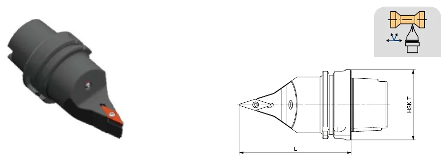Токарные державки Mongtec HSK-T100 — SVVBN / SVVCN 72.5°/35°/72.5° — чертёж из каталога Mongtec HSK-T