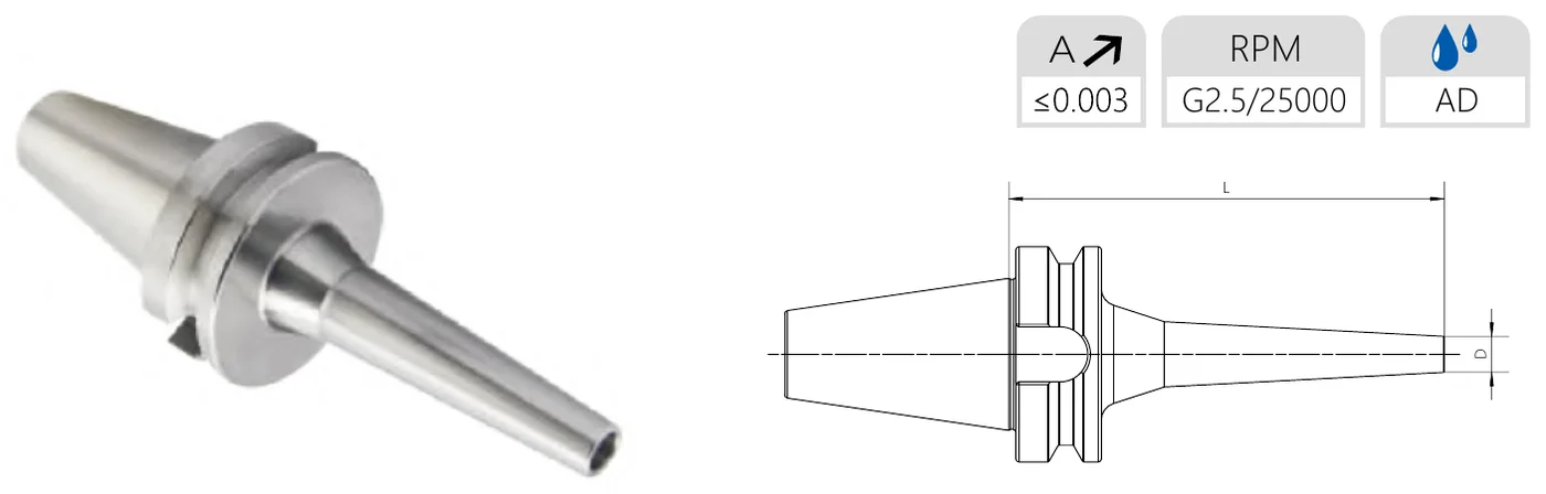 Mongtec ER collet chucks — dimensioned drawing