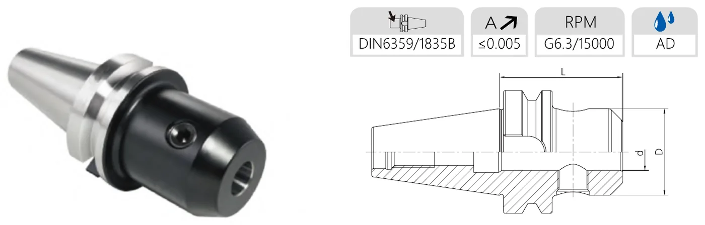 Mongtec End mill holders — dimensioned drawing