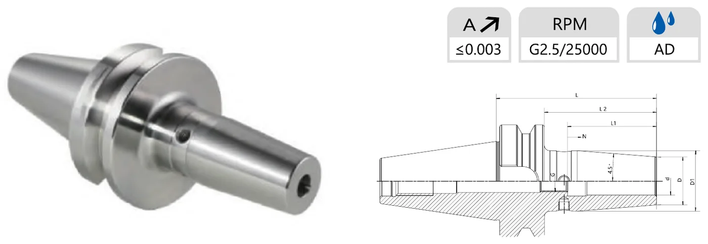 Mongtec shrink fit chucks — dimensioned drawing