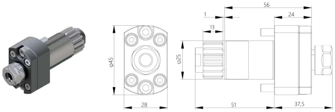 Mongtec GDF1801 — Citizen Swiss-type static tool holder — dimensioned drawing