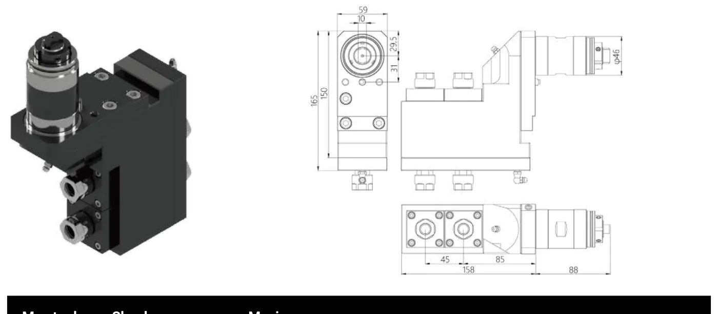 Mongtec 3282-Y901 — Tsugami Swiss-type driven tool holder — dimensioned drawing