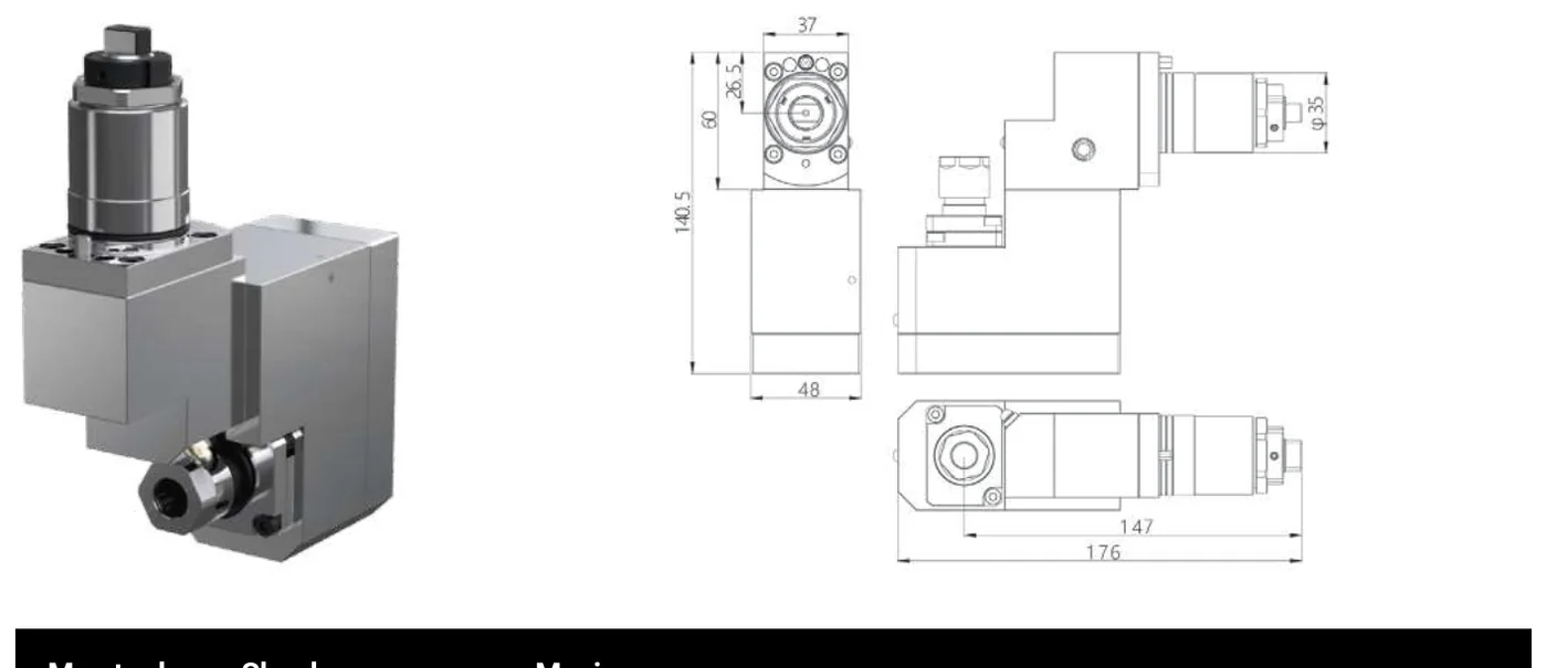 Mongtec 3282-Y212 — Tsugami Swiss-type static tool holder — dimensioned drawing