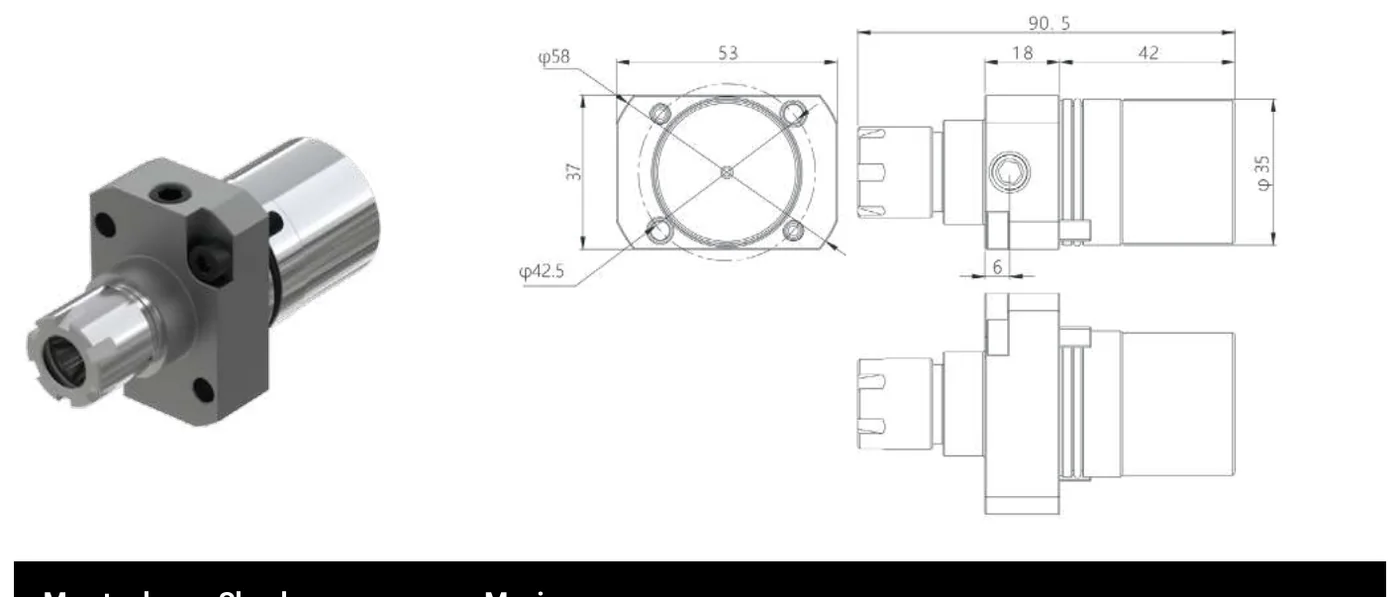 Mongtec 3282-Z71051-9010 — Tsugami Swiss-type static tool holder — dimensioned drawing